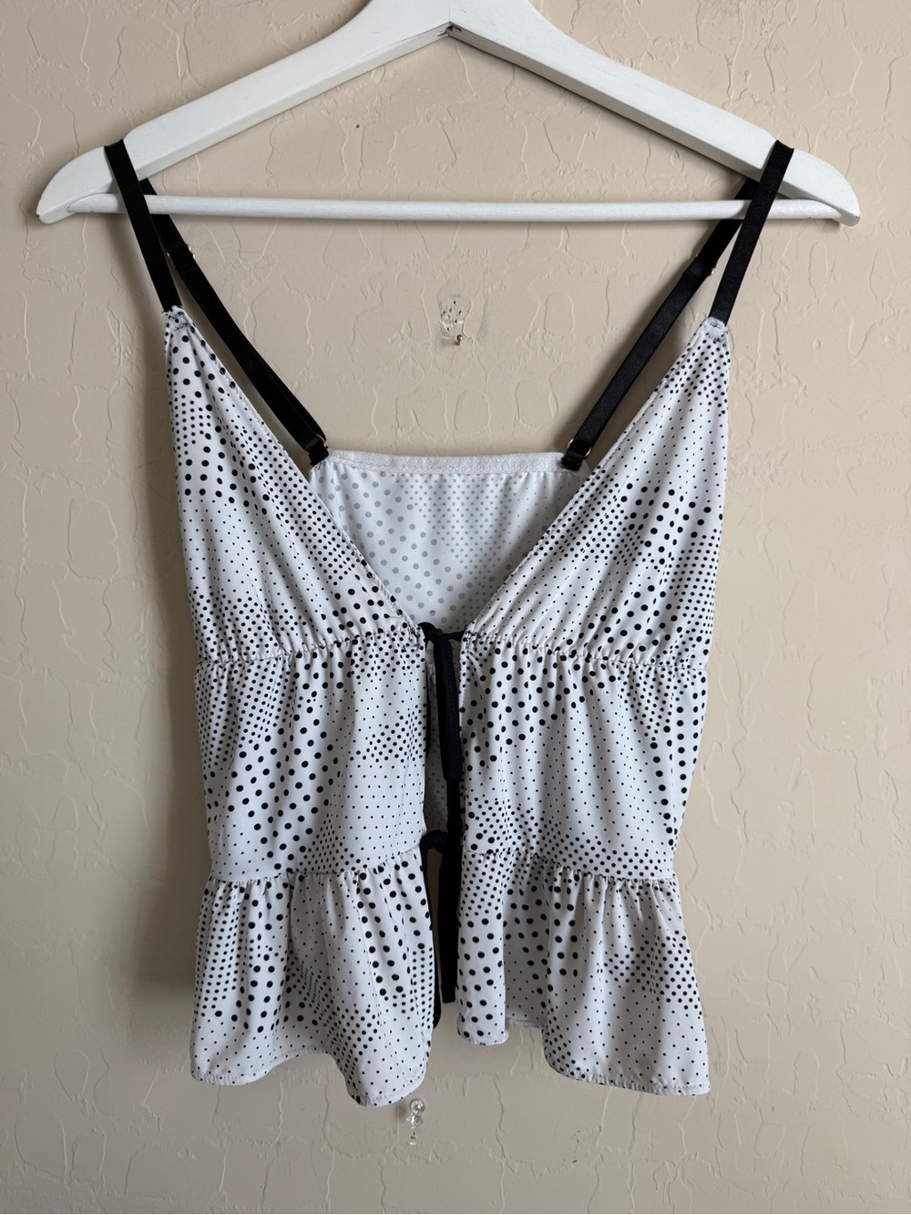 Marilyn Monroe Polka Dot Camisole Lingerie Babydoll Tiered Top Large Black